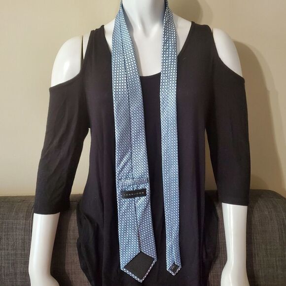 Sean John Blue & White Checkered Silk Tie - Picture 4 of 5